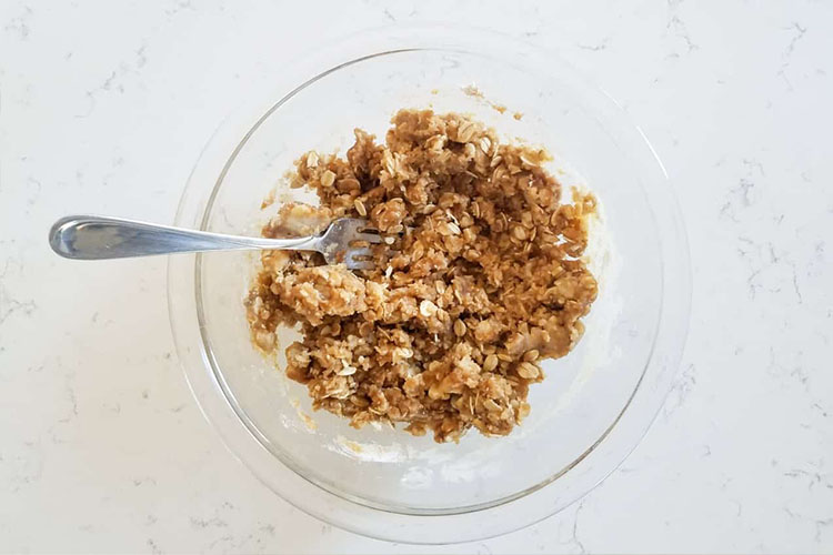 Adding crumble topping